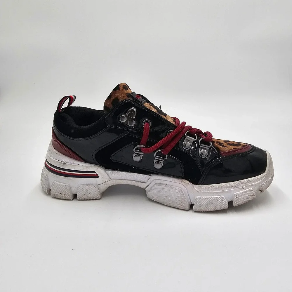 Tommy Hilfiger Women Leopard Print Black Chunky Platform Sneakers Size 6‎